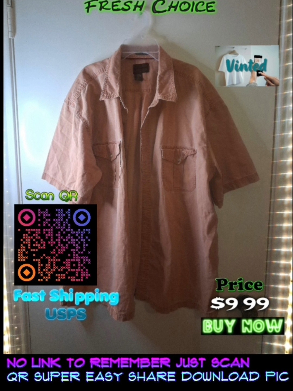 Men's Short-Sleeve Casual Button-Up Jacket - Tan